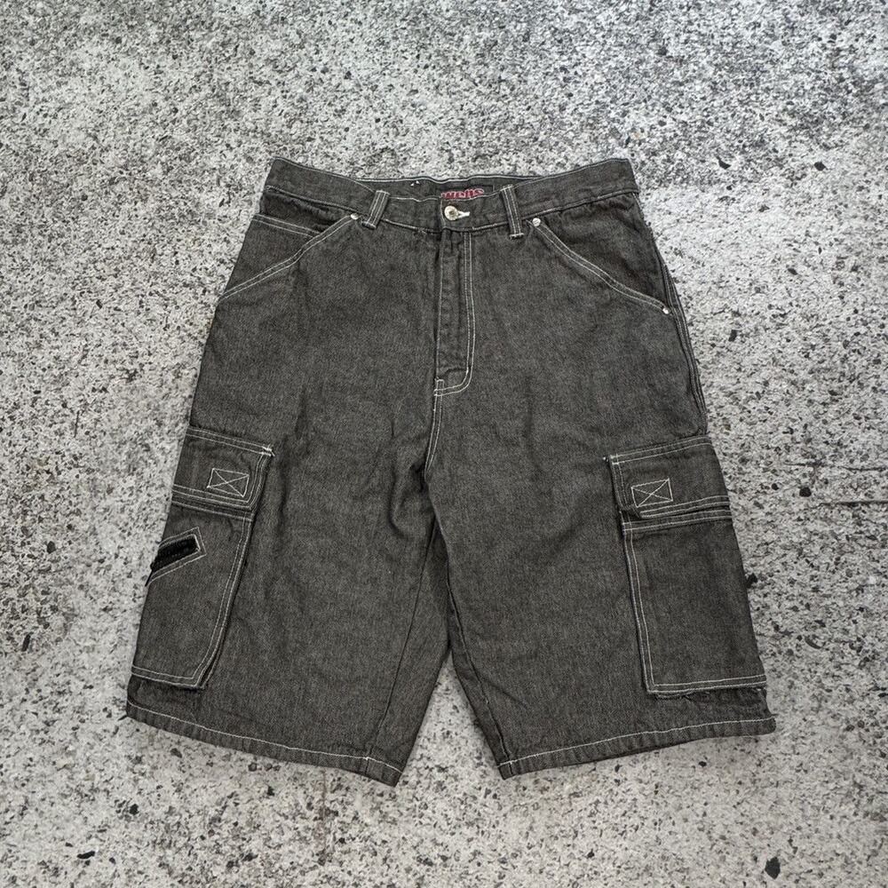 Vintage 90s Y2K Baggy Wide Leg Cargo Denim Skater Jean Shorts